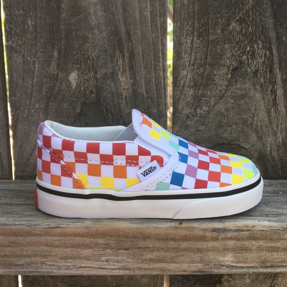 Vans baby toddler rainbow checkerboard shoes - Picture 3 of 11